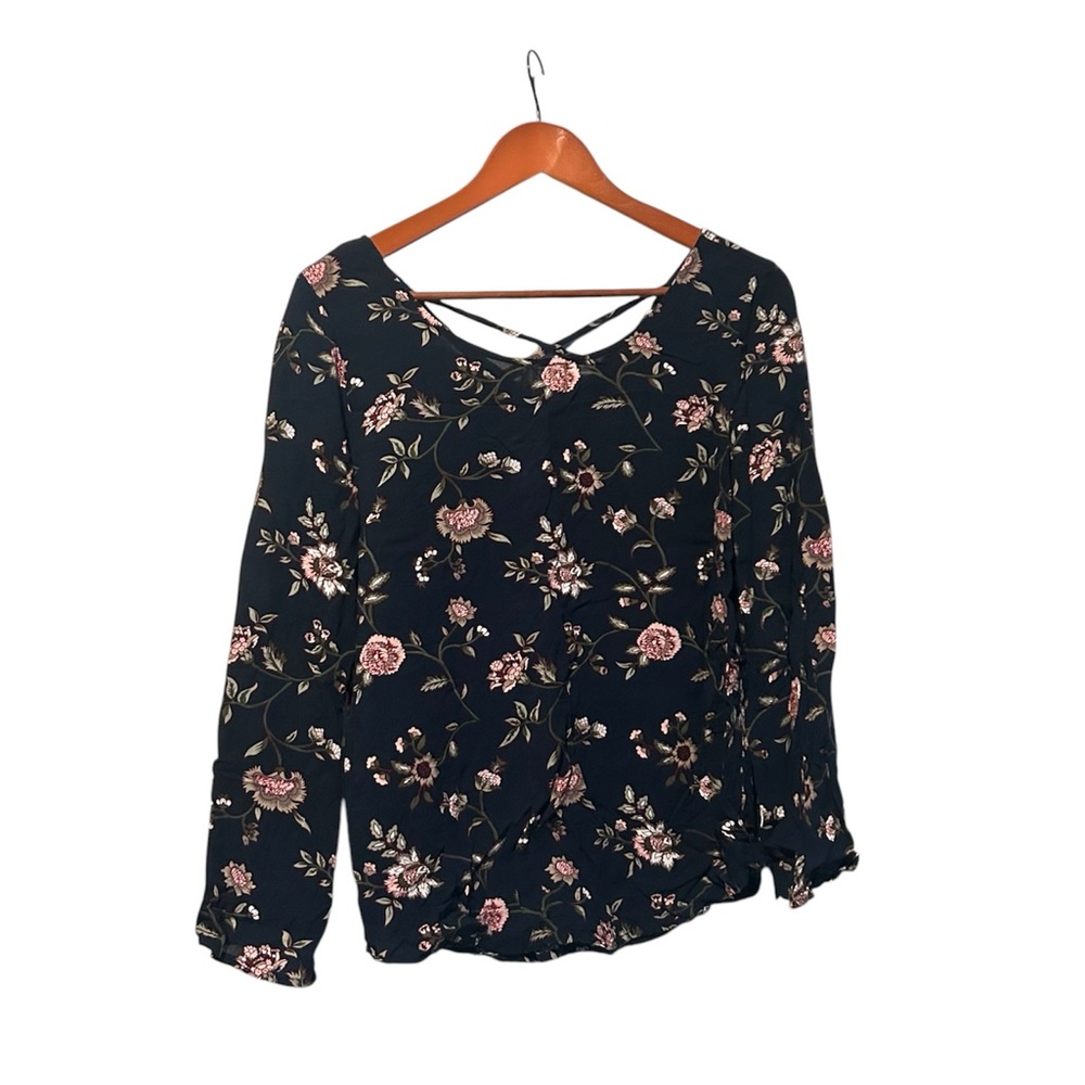 [Faded Glory] BOGO $1 Navy Floral Top
